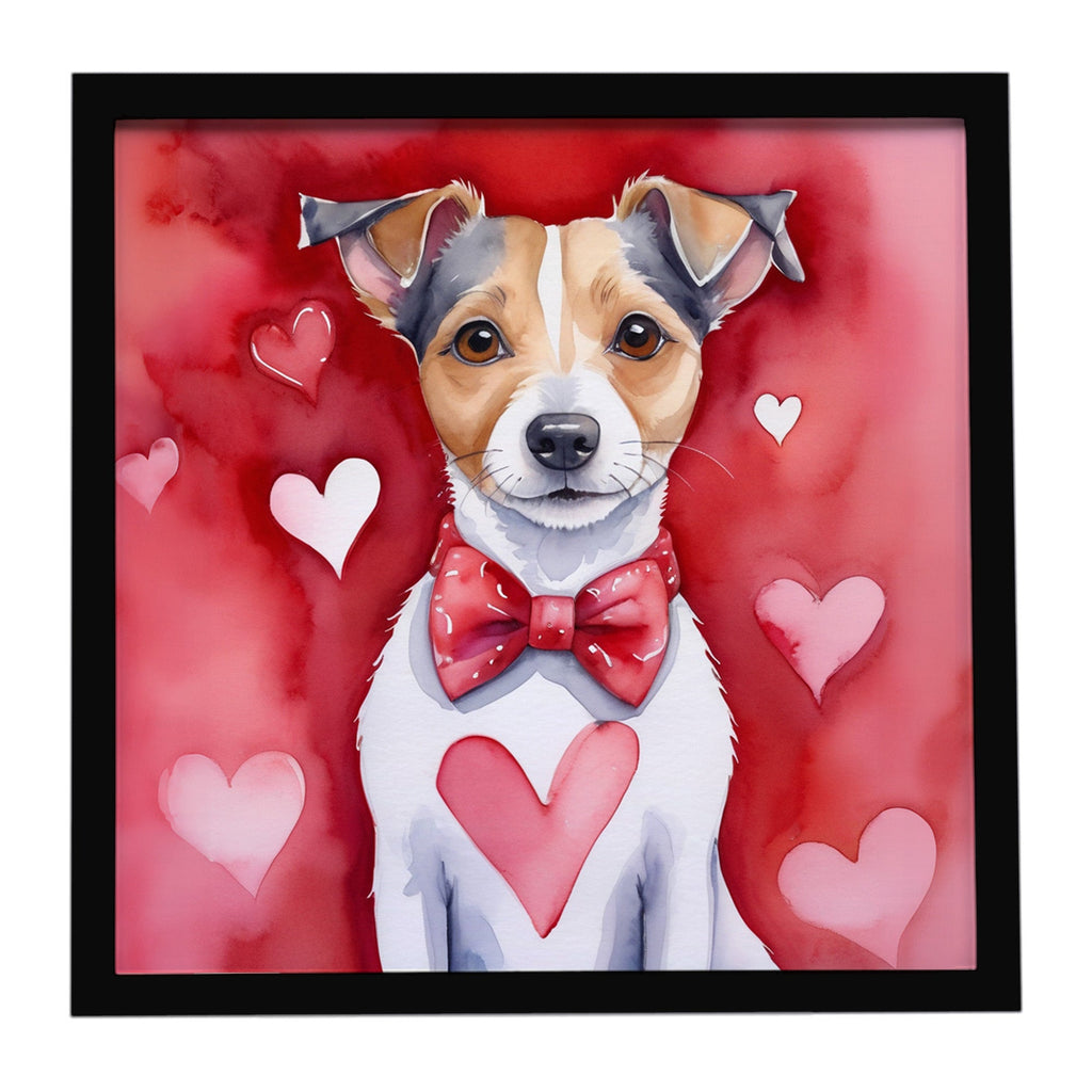 Jack Russell Terrier My Valentine Framed Metal Print Bathroom, Kitchen, Office, Home Decor Wall Art Ready to Hang, Square, 8X8