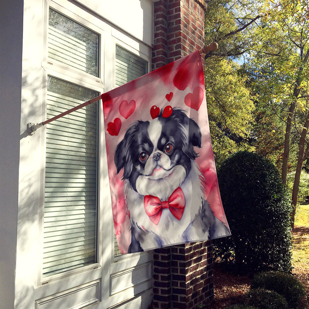Japanese Chin My Valentine House Flag 28x40 Porch Sleeve Pole Decorative Outside Yard Banner Artwork Wall Hanging, Polyester