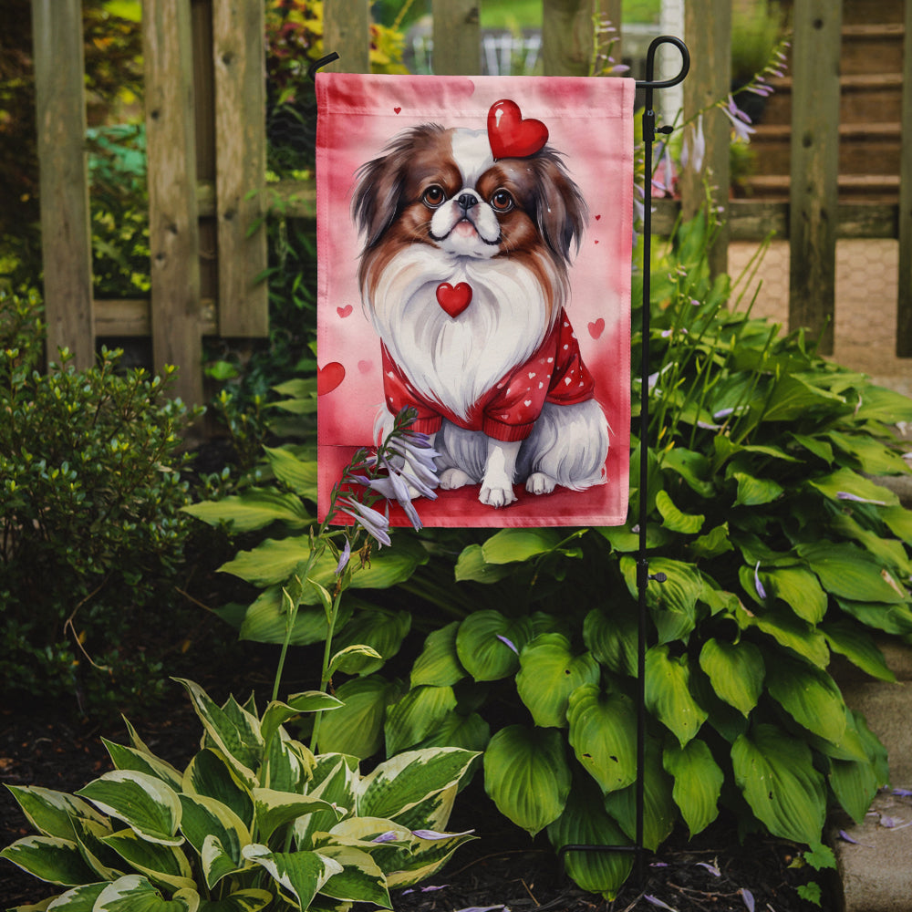 Japanese Chin My Valentine Garden Flag Mailbox Decorative Yard Banner Outside Patio Artwork for Flower Beds, Garden Size, Multicolor