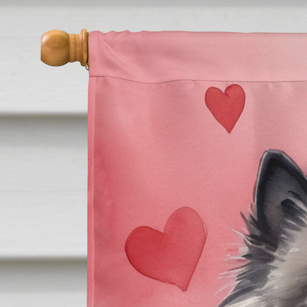 Keeshond My Valentine House Flag 28x40 Porch Sleeve Pole Decorative Outside Yard Banner Artwork Wall Hanging, Polyester