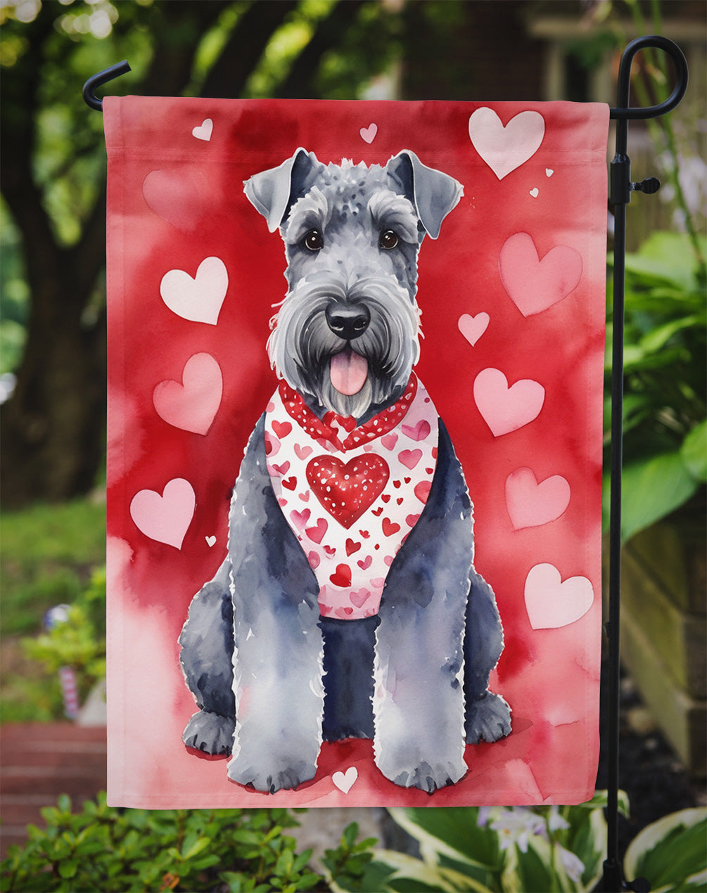 Kerry Blue Terrier My Valentine Garden Flag Mailbox Decorative Yard Banner Outside Patio Artwork for Flower Beds, Garden Size, Multicolor