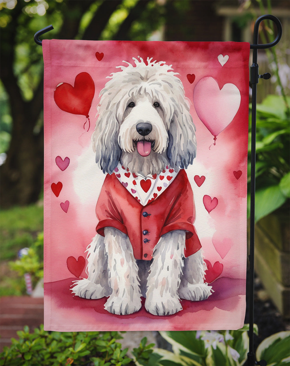 Komondor My Valentine Garden Flag Mailbox Decorative Yard Banner Outside Patio Artwork for Flower Beds, Garden Size, Multicolor