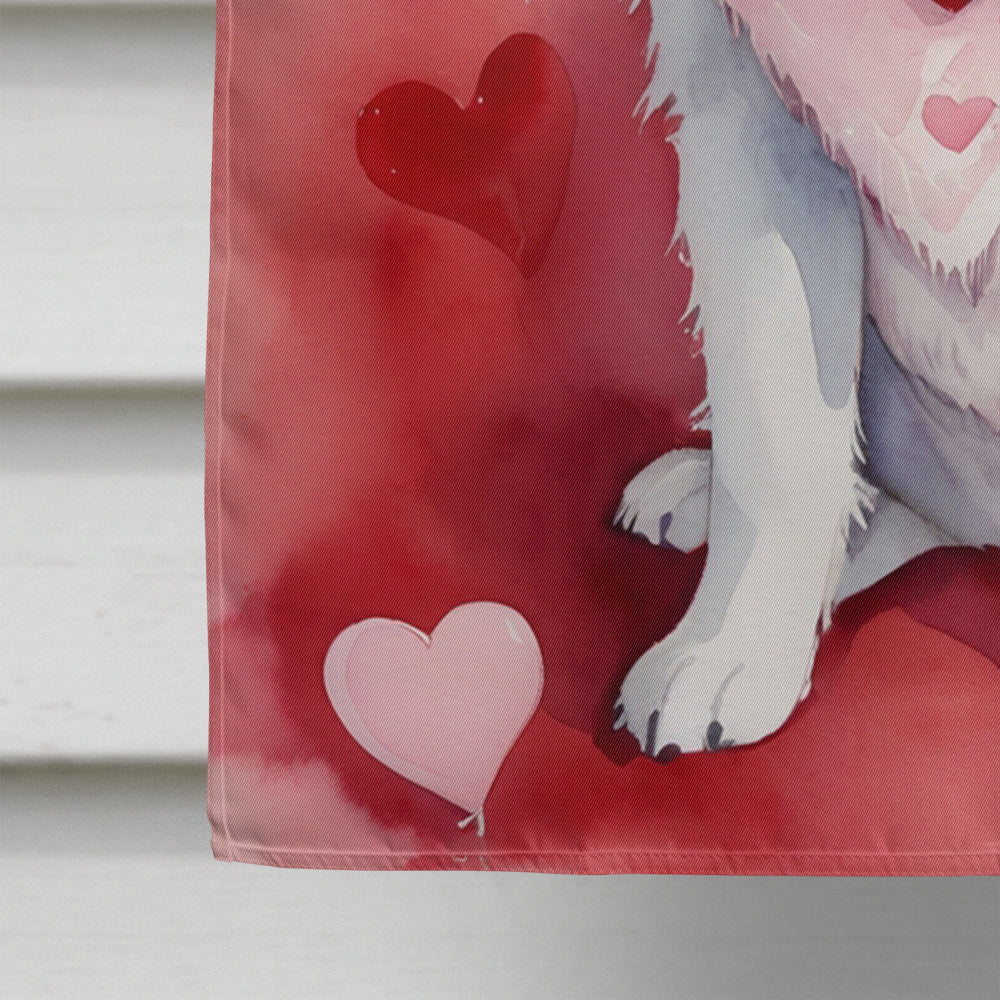 Kuvasz My Valentine House Flag 28x40 Porch Sleeve Pole Decorative Outside Yard Banner Artwork Wall Hanging, Polyester