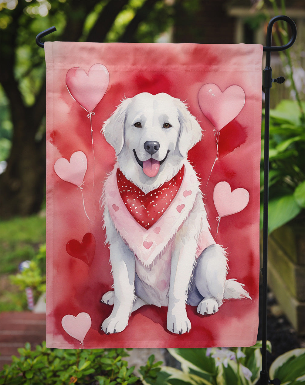 Kuvasz My Valentine Garden Flag Mailbox Decorative Yard Banner Outside Patio Artwork for Flower Beds, Garden Size, Multicolor