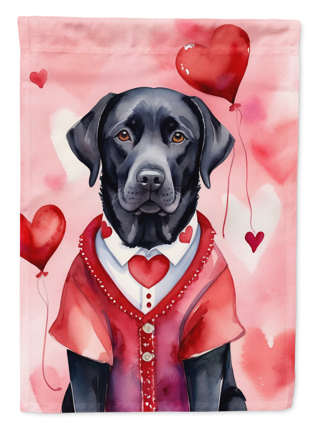 Black Labrador Retriever My Valentine House Flag 28x40 Porch Sleeve Pole Decorative Outside Yard Banner Artwork Wall Hanging, Polyester