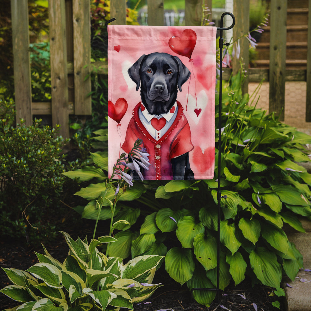 Black Labrador Retriever My Valentine Garden Flag Mailbox Decorative Yard Banner Outside Patio Artwork for Flower Beds, Garden Size, Multicolor