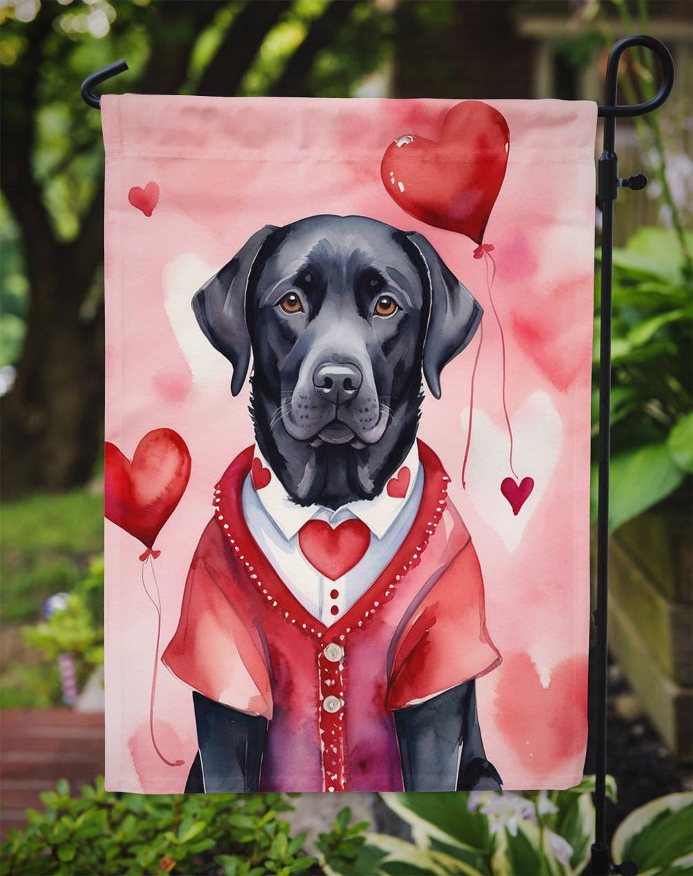 Black Labrador Retriever My Valentine Garden Flag Mailbox Decorative Yard Banner Outside Patio Artwork for Flower Beds, Garden Size, Multicolor