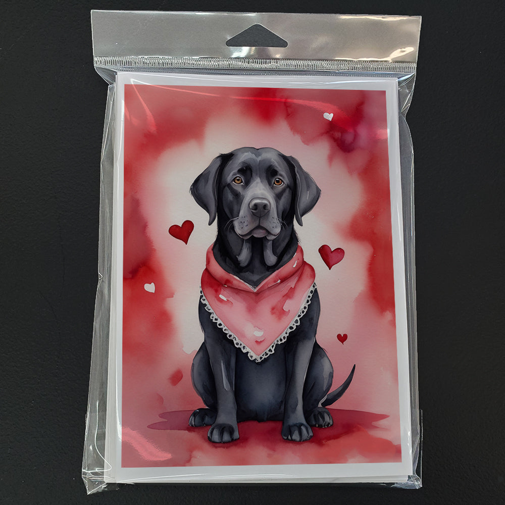 Black Labrador Retriever My Valentine Greeting Cards Pack of 8 Blank Cards with Envelopes Whimsical A7 Size 5x7