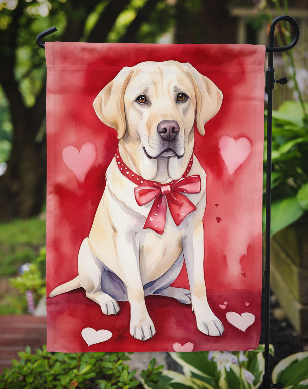 Yellow Labrador Retriever My Valentine Garden Flag Mailbox Decorative Yard Banner Outside Patio Artwork for Flower Beds, Garden Size, Multicolor