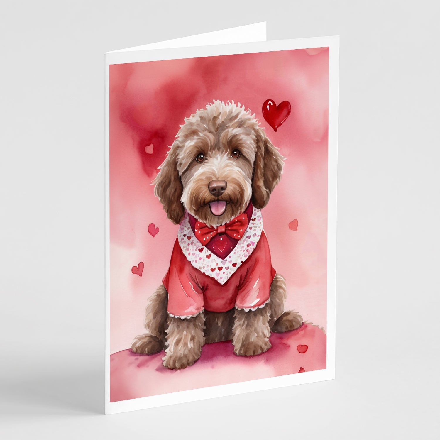 Labradoodle My Valentine Greeting Cards Pack of 8 Blank Cards with Envelopes Whimsical A7 Size 5x7