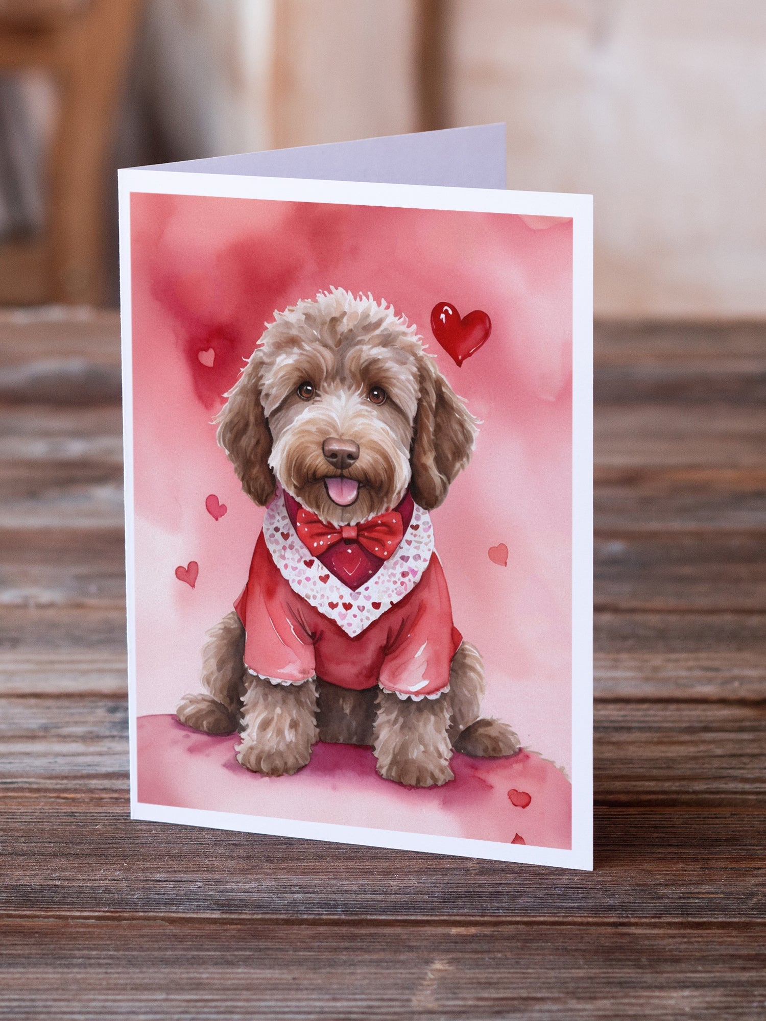 Labradoodle My Valentine Greeting Cards Pack of 8 Blank Cards with Envelopes Whimsical A7 Size 5x7