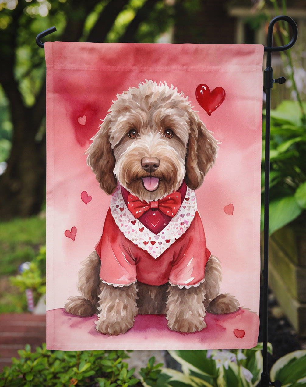 Labradoodle My Valentine Garden Flag Mailbox Decorative Yard Banner Outside Patio Artwork for Flower Beds, Garden Size, Multicolor
