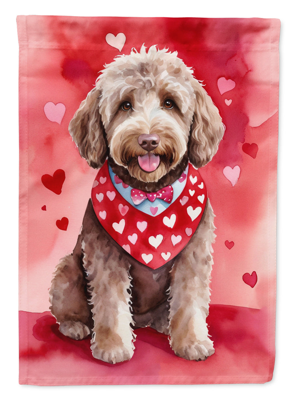 Labradoodle My Valentine House Flag 28x40 Porch Sleeve Pole Decorative Outside Yard Banner Artwork Wall Hanging, Polyester