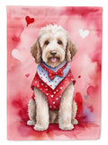 Labradoodle My Valentine House Flag 28x40 Porch Sleeve Pole Decorative Outside Yard Banner Artwork Wall Hanging, Polyester