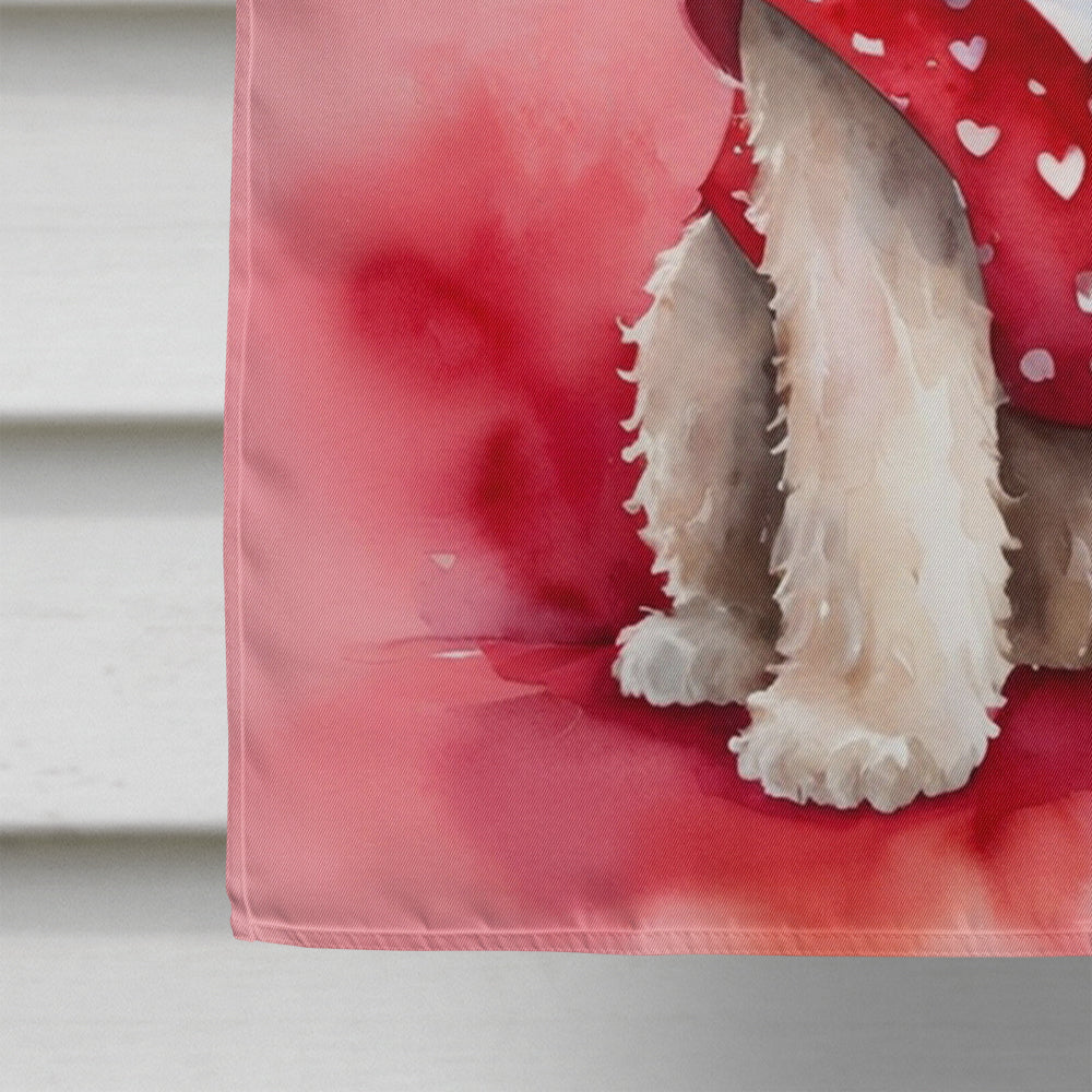 Labradoodle My Valentine House Flag 28x40 Porch Sleeve Pole Decorative Outside Yard Banner Artwork Wall Hanging, Polyester