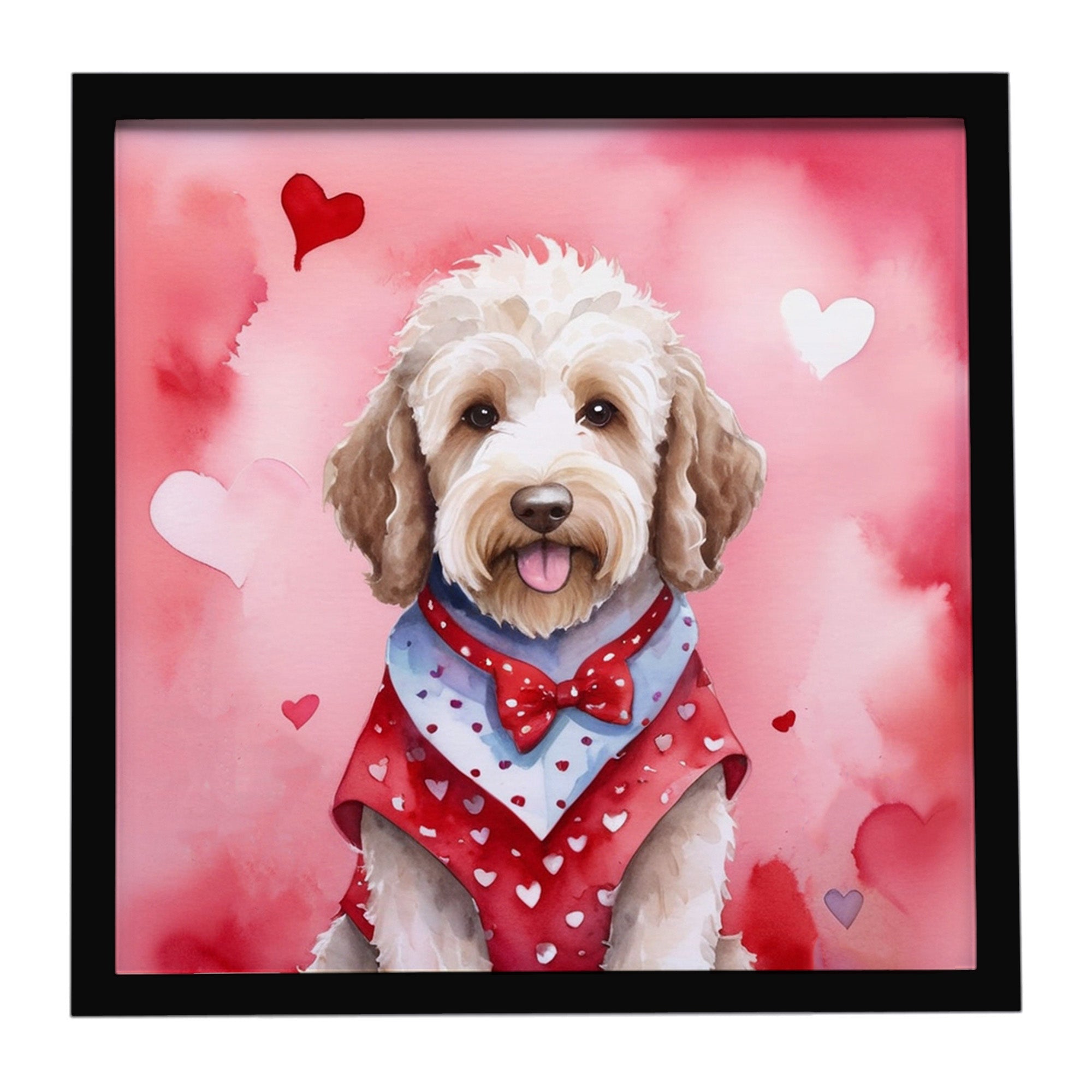 Labradoodle My Valentine Framed Metal Print Bathroom, Kitchen, Office, Home Decor Wall Art Ready to Hang, Square, 8X8