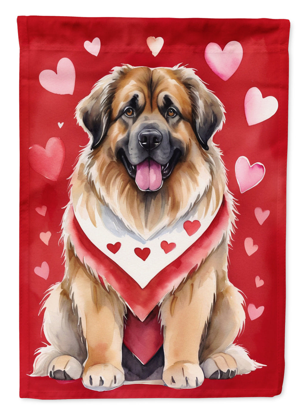 Leonberger My Valentine House Flag 28x40 Porch Sleeve Pole Decorative Outside Yard Banner Artwork Wall Hanging, Polyester