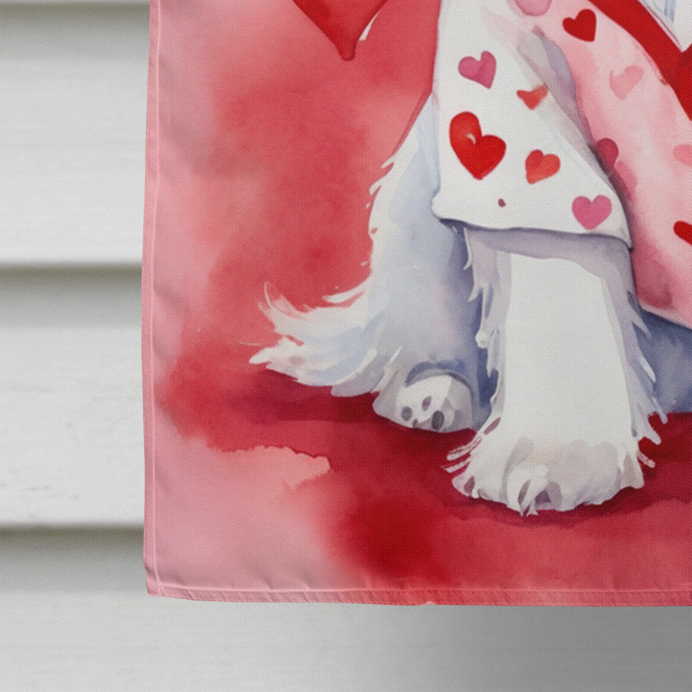 Maltese My Valentine House Flag 28x40 Porch Sleeve Pole Decorative Outside Yard Banner Artwork Wall Hanging, Polyester