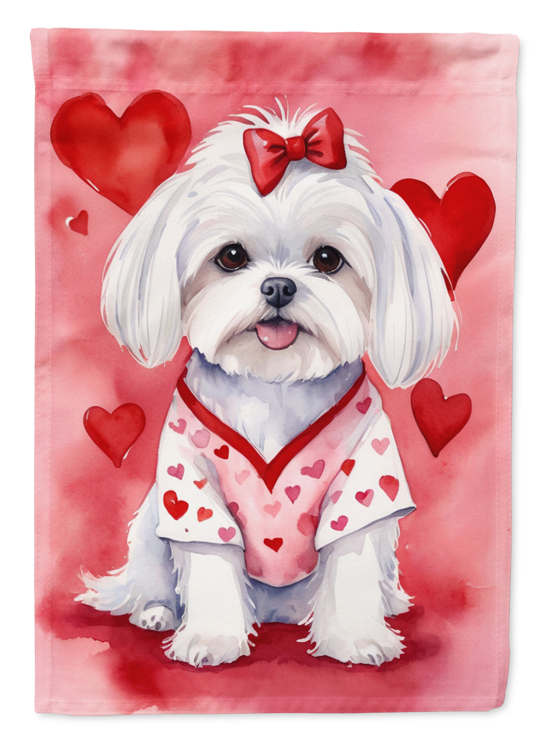 Maltese My Valentine Garden Flag Mailbox Decorative Yard Banner Outside Patio Artwork for Flower Beds, Garden Size, Multicolor