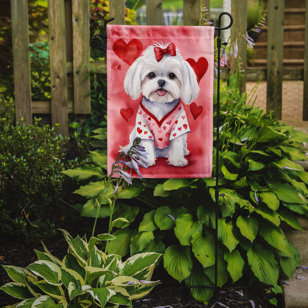 Maltese My Valentine Garden Flag Mailbox Decorative Yard Banner Outside Patio Artwork for Flower Beds, Garden Size, Multicolor