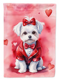 Maltese My Valentine Garden Flag Mailbox Decorative Yard Banner Outside Patio Artwork for Flower Beds, Garden Size, Multicolor
