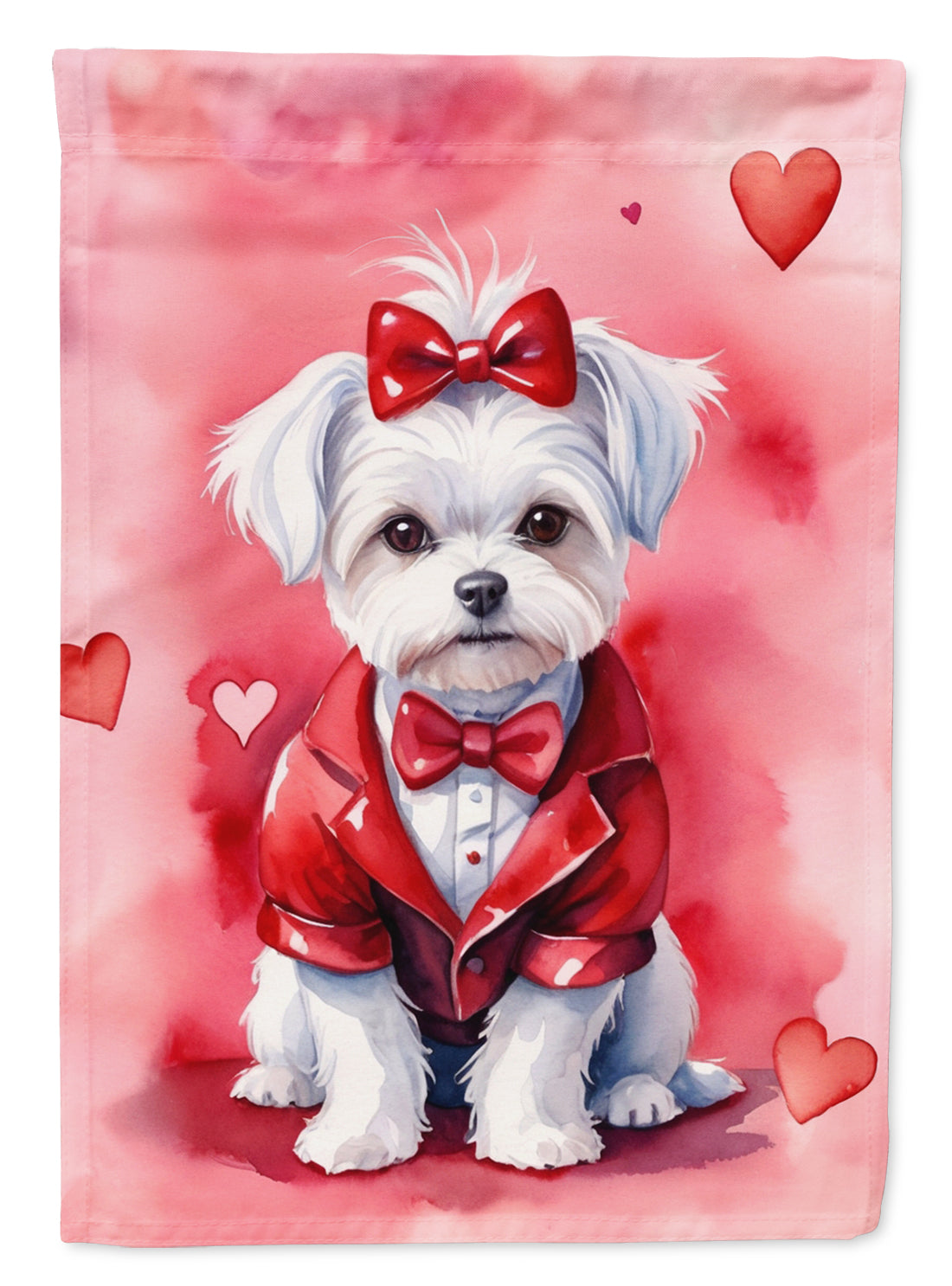 Maltese My Valentine Garden Flag Mailbox Decorative Yard Banner Outside Patio Artwork for Flower Beds, Garden Size, Multicolor