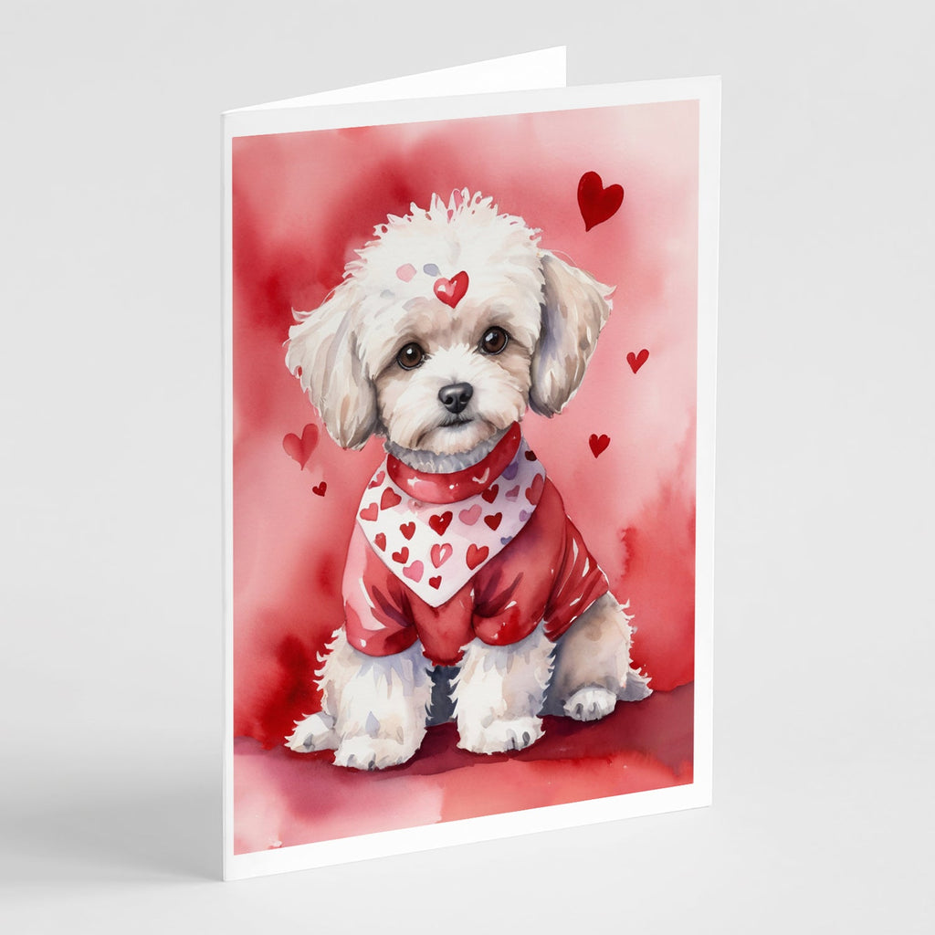 Maltipoo My Valentine Greeting Cards Pack of 8 Blank Cards with Envelopes Whimsical A7 Size 5x7