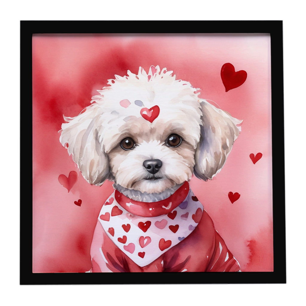 Maltipoo My Valentine Framed Metal Print Bathroom, Kitchen, Office, Home Decor Wall Art Ready to Hang, Square, 8X8