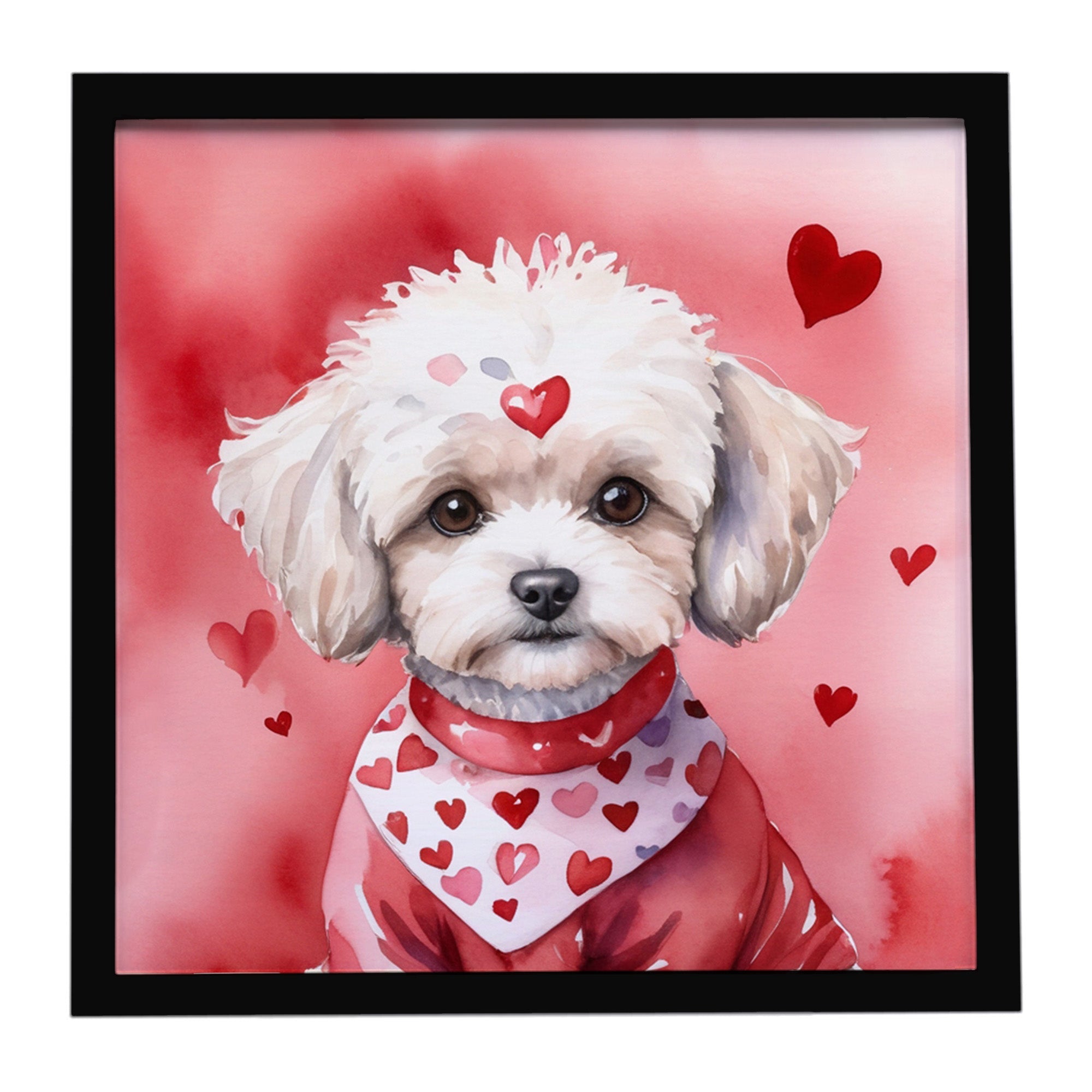 Maltipoo My Valentine Framed Metal Print Bathroom, Kitchen, Office, Home Decor Wall Art Ready to Hang, Square, 8X8