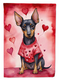 Manchester Terrier My Valentine House Flag 28x40 Porch Sleeve Pole Decorative Outside Yard Banner Artwork Wall Hanging, Polyester