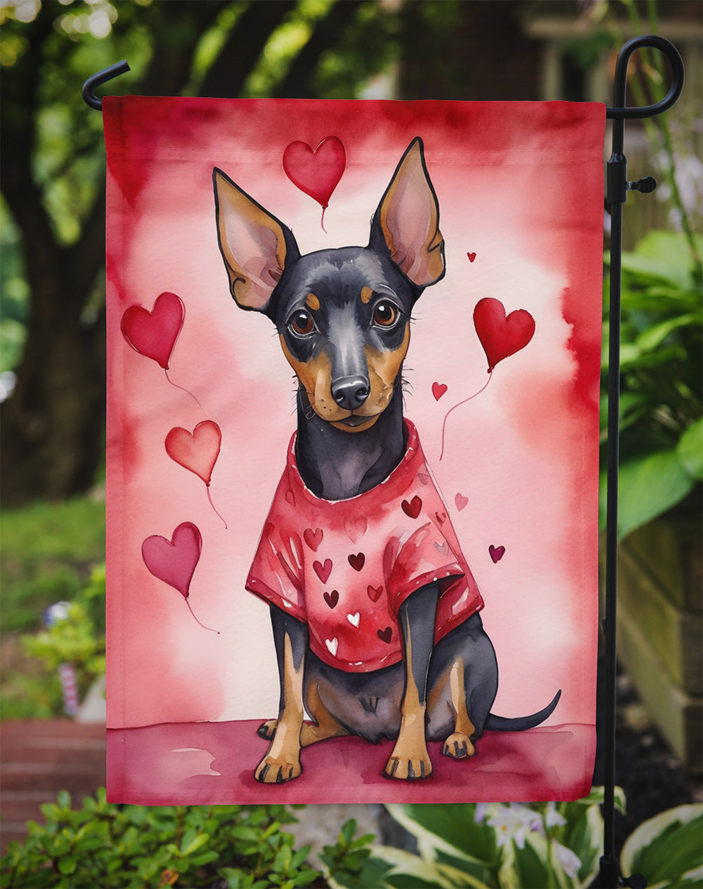 Manchester Terrier My Valentine Garden Flag Mailbox Decorative Yard Banner Outside Patio Artwork for Flower Beds, Garden Size, Multicolor