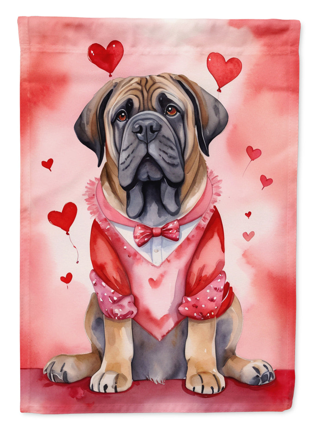 Mastiff My Valentine House Flag 28x40 Porch Sleeve Pole Decorative Outside Yard Banner Artwork Wall Hanging, Polyester