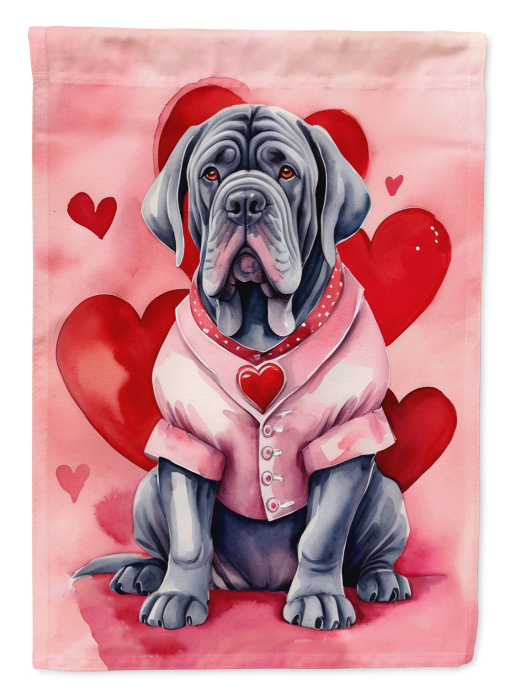 Neapolitan Mastiff My Valentine House Flag 28x40 Porch Sleeve Pole Decorative Outside Yard Banner Artwork Wall Hanging, Polyester