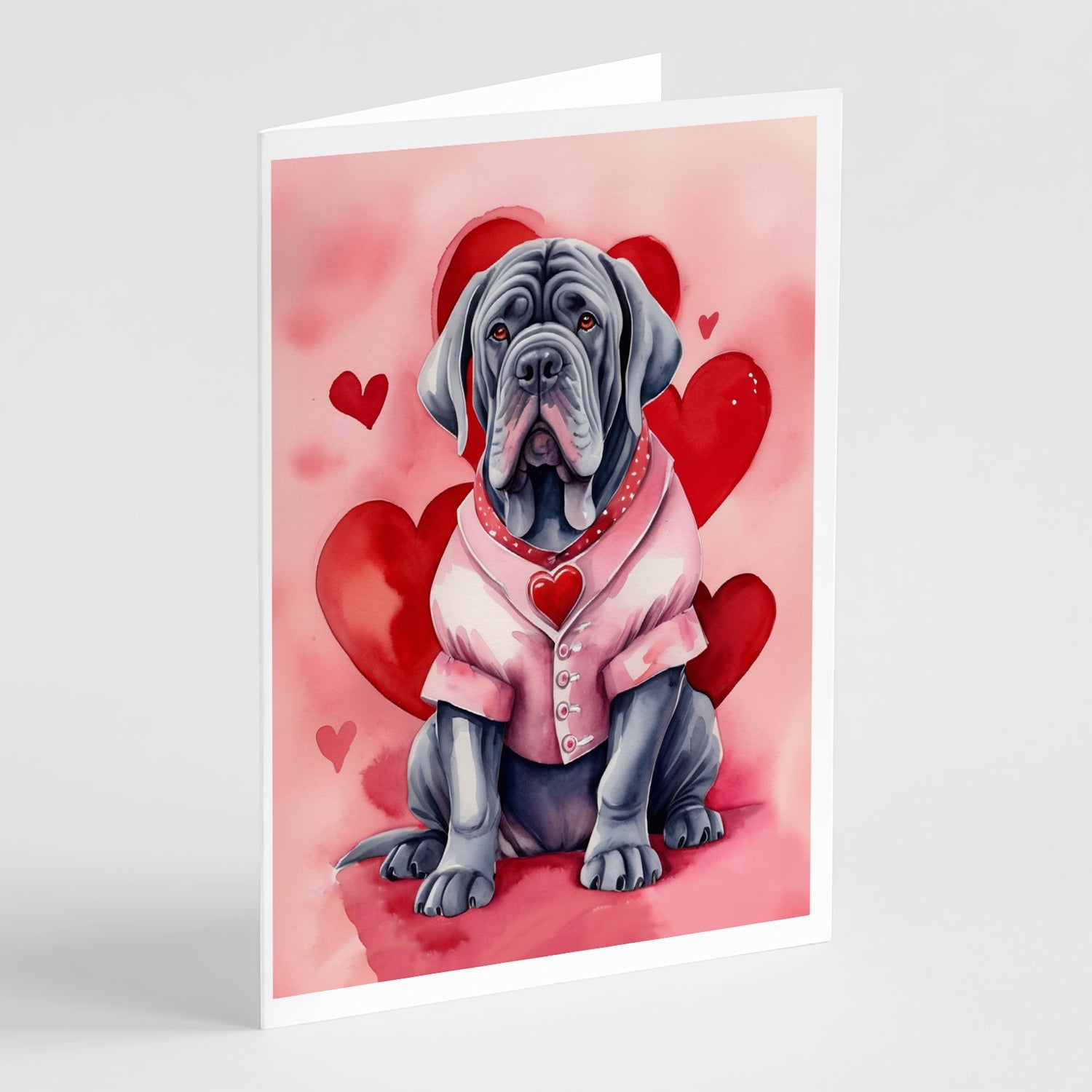Neapolitan Mastiff My Valentine Greeting Cards Pack of 8 Blank Cards with Envelopes Whimsical A7 Size 5x7