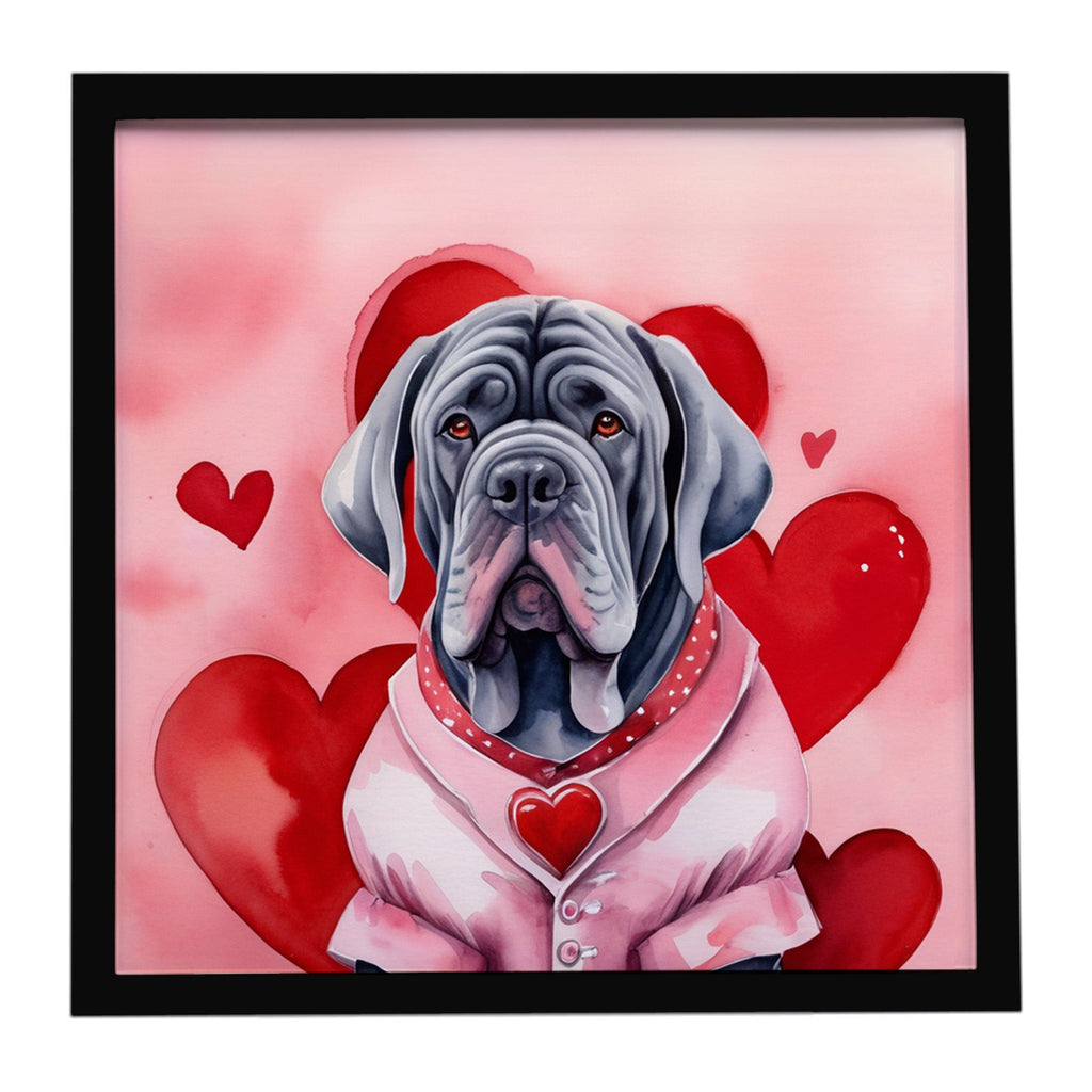 Neapolitan Mastiff My Valentine Framed Metal Print Bathroom, Kitchen, Office, Home Decor Wall Art Ready to Hang, Square, 8X8