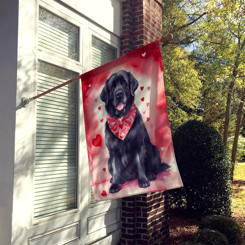 Newfoundland My Valentine House Flag 28x40 Porch Sleeve Pole Decorative Outside Yard Banner Artwork Wall Hanging, Polyester