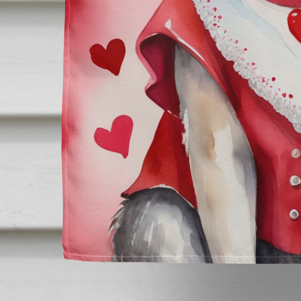 Norwegian Elkhound My Valentine House Flag 28x40 Porch Sleeve Pole Decorative Outside Yard Banner Artwork Wall Hanging, Polyester