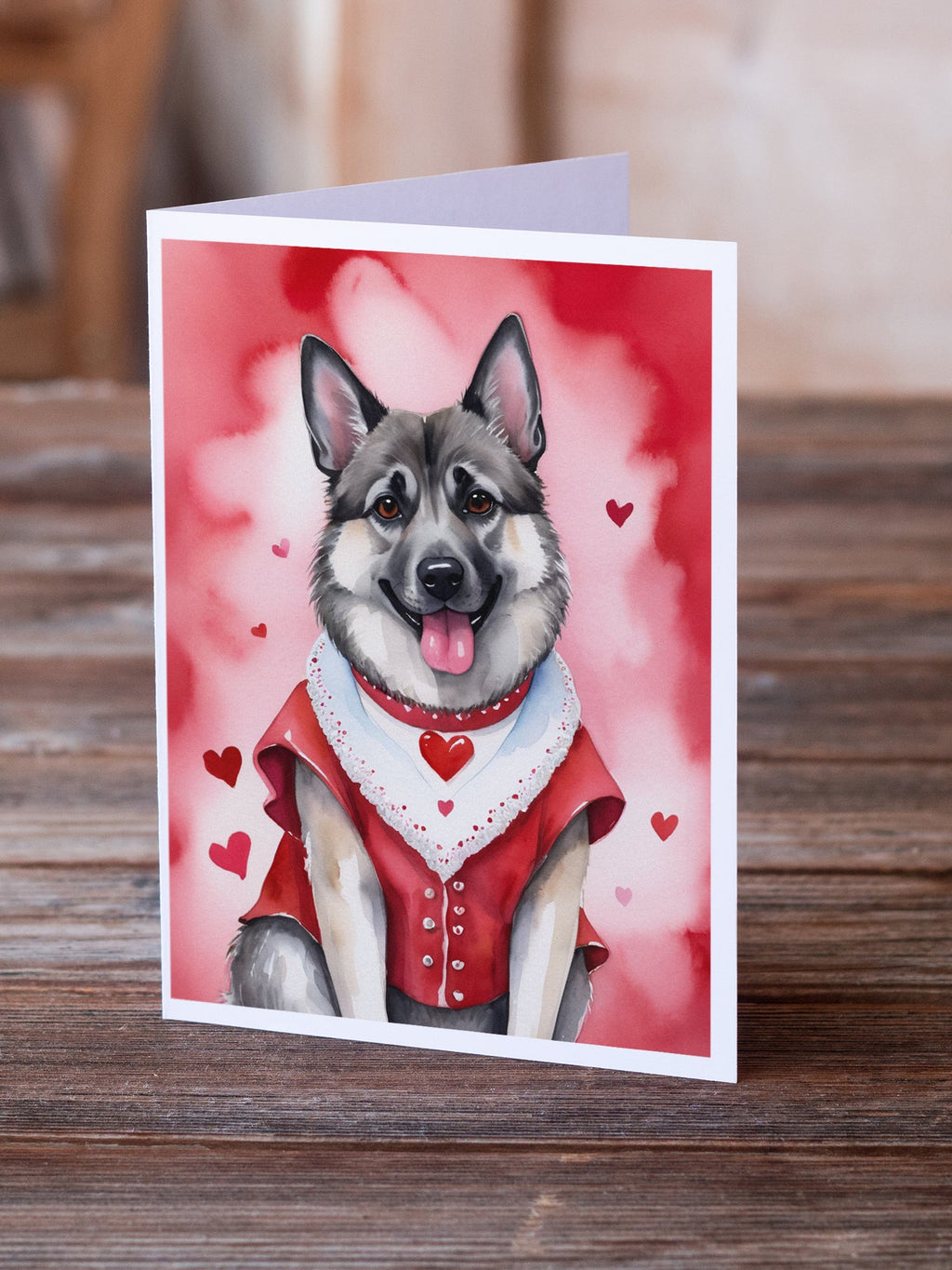 Norwegian Elkhound My Valentine Greeting Cards Pack of 8 Blank Cards with Envelopes Whimsical A7 Size 5x7