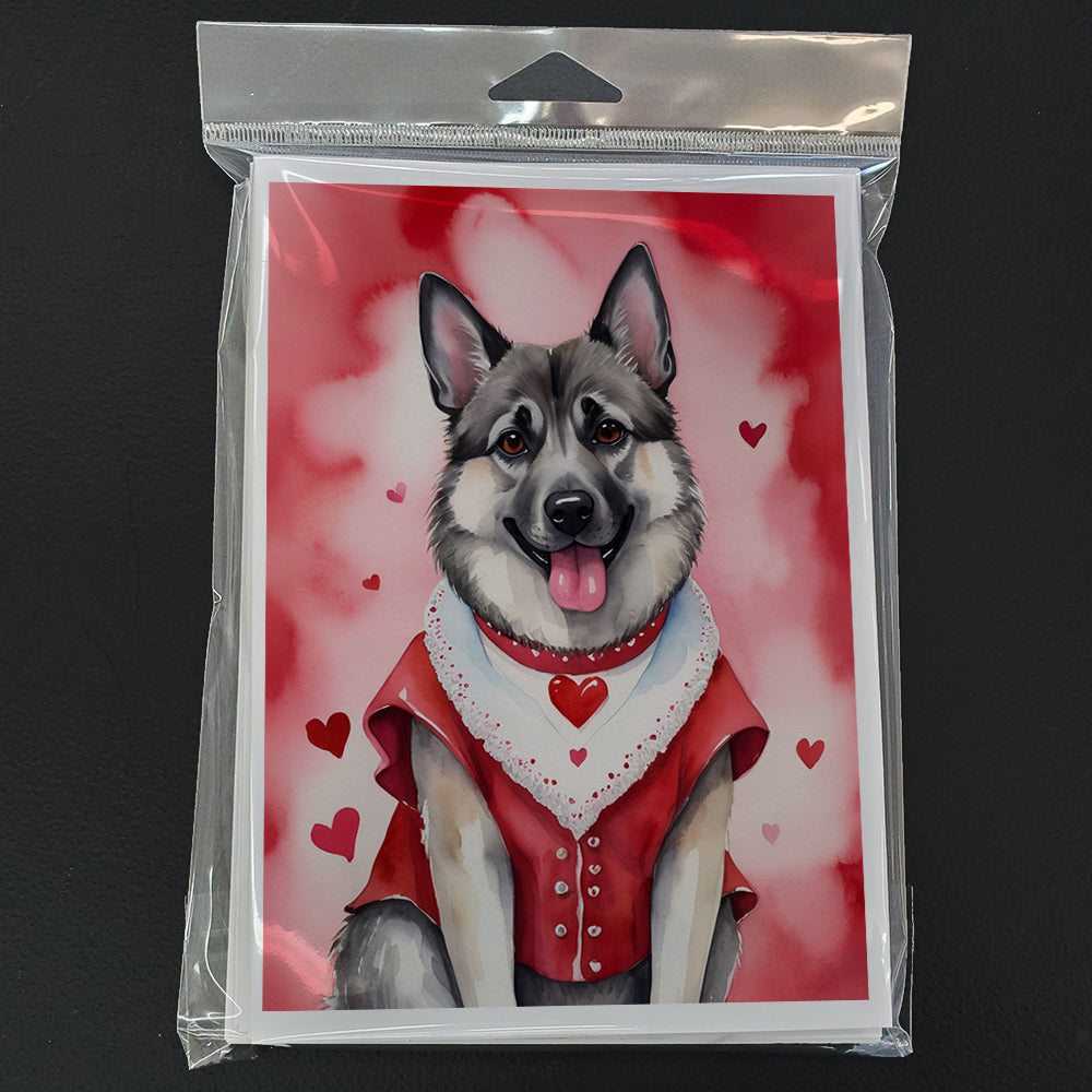 Norwegian Elkhound My Valentine Greeting Cards Pack of 8 Blank Cards with Envelopes Whimsical A7 Size 5x7
