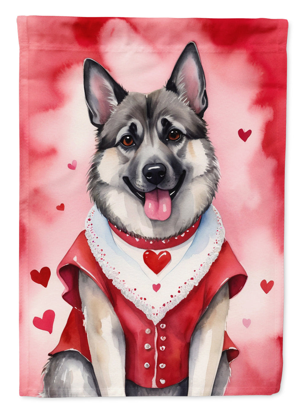 Norwegian Elkhound My Valentine Garden Flag Mailbox Decorative Yard Banner Outside Patio Artwork for Flower Beds, Garden Size, Multicolor