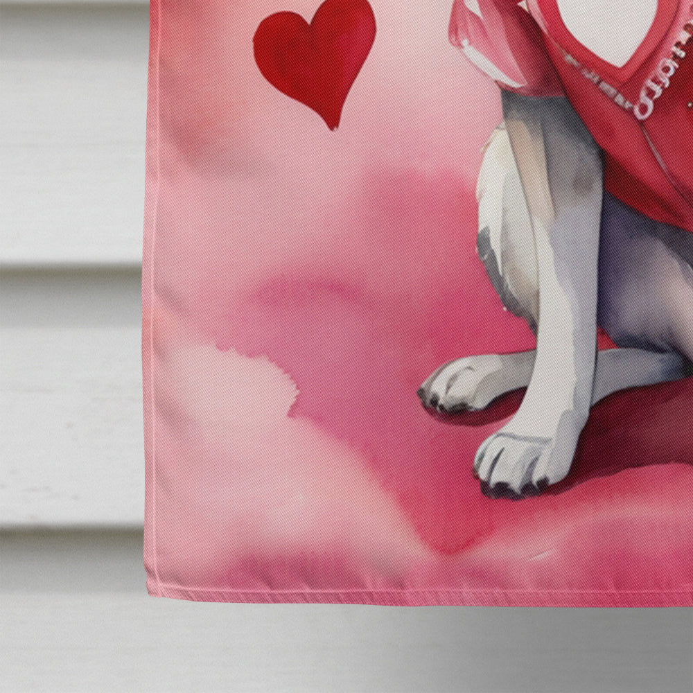 Norwegian Elkhound My Valentine House Flag 28x40 Porch Sleeve Pole Decorative Outside Yard Banner Artwork Wall Hanging, Polyester