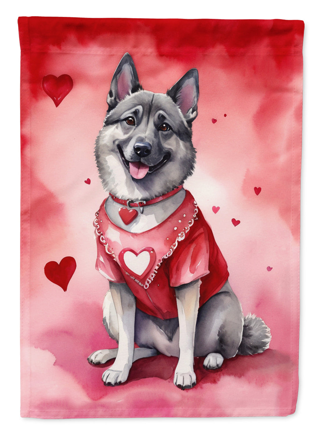 Norwegian Elkhound My Valentine Garden Flag Mailbox Decorative Yard Banner Outside Patio Artwork for Flower Beds, Garden Size, Multicolor