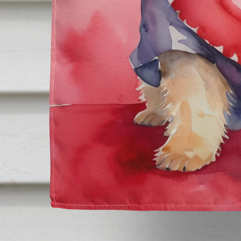 Norwich Terrier My Valentine House Flag 28x40 Porch Sleeve Pole Decorative Outside Yard Banner Artwork Wall Hanging, Polyester