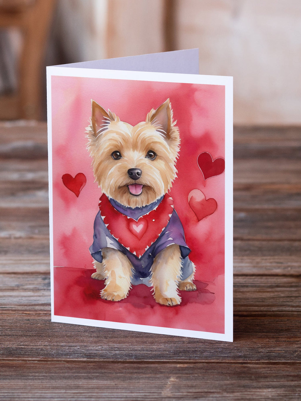 Norwich Terrier My Valentine Greeting Cards Pack of 8 Blank Cards with Envelopes Whimsical A7 Size 5x7