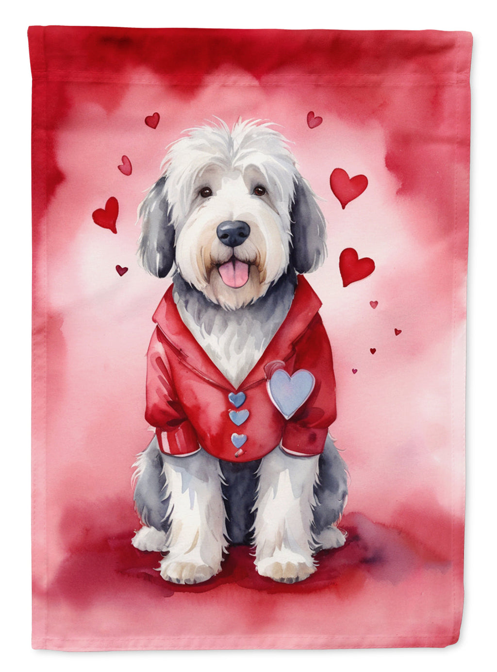 Old English Sheepdog My Valentine Garden Flag Mailbox Decorative Yard Banner Outside Patio Artwork for Flower Beds, Garden Size, Multicolor