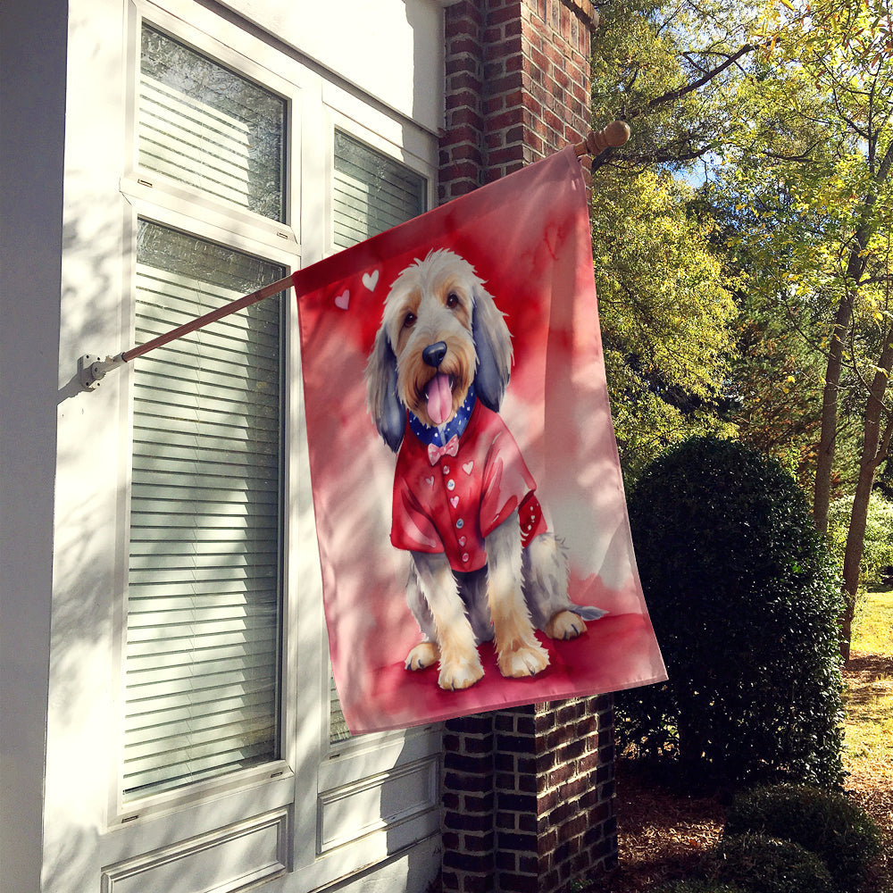 Otterhound My Valentine House Flag 28x40 Porch Sleeve Pole Decorative Outside Yard Banner Artwork Wall Hanging, Polyester