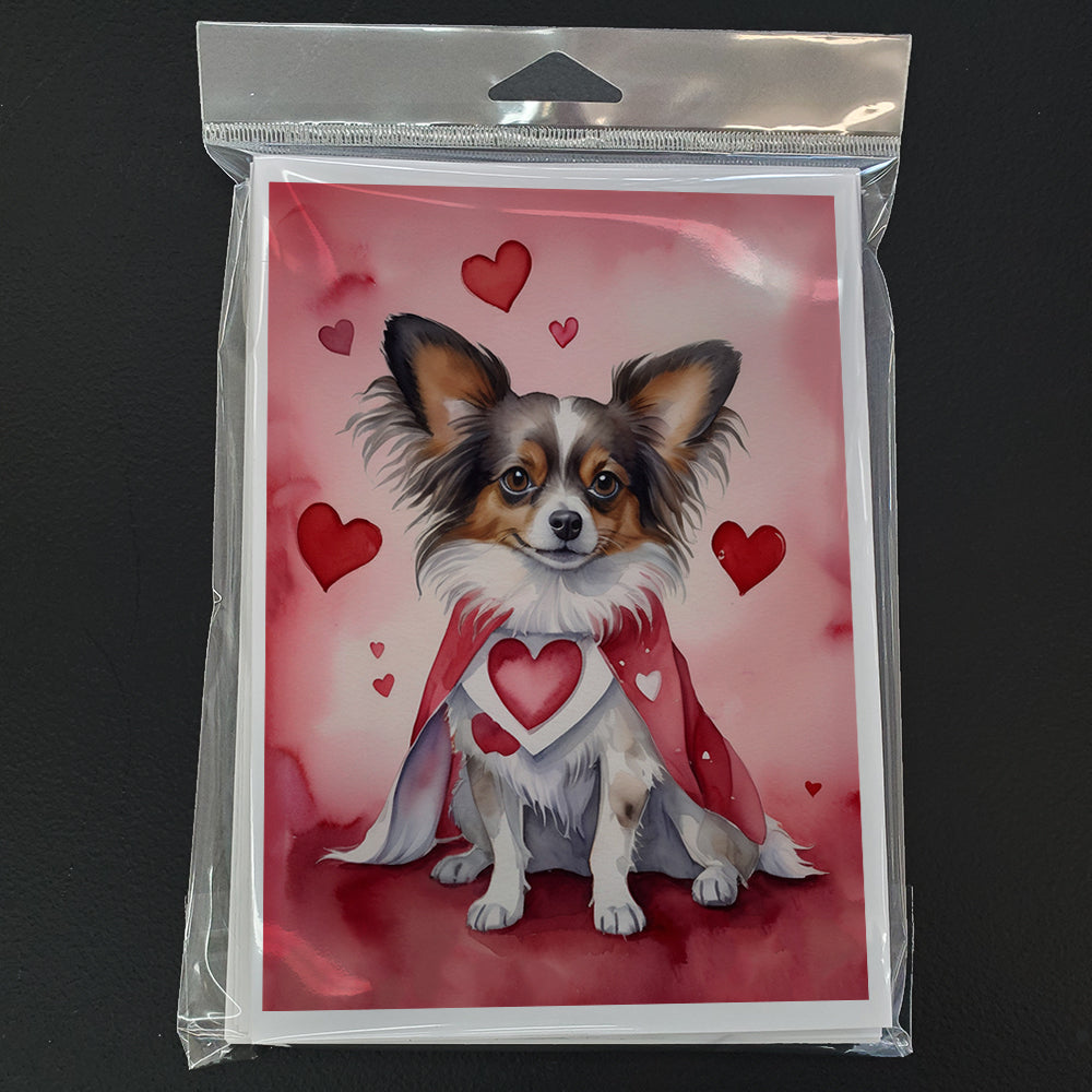 Papillon My Valentine Greeting Cards Pack of 8 Blank Cards with Envelopes Whimsical A7 Size 5x7