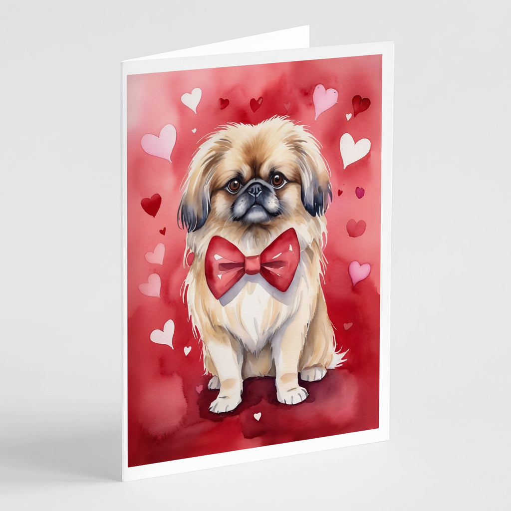 Pekingese My Valentine Greeting Cards Pack of 8 Blank Cards with Envelopes Whimsical A7 Size 5x7