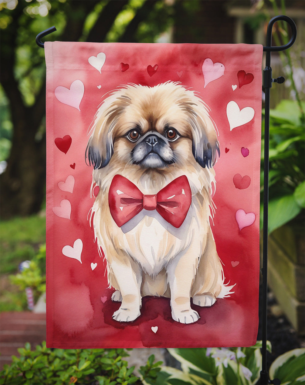 Pekingese My Valentine Garden Flag Mailbox Decorative Yard Banner Outside Patio Artwork for Flower Beds, Garden Size, Multicolor
