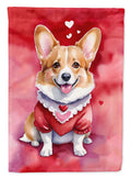 Corgi My Valentine House Flag 28x40 Porch Sleeve Pole Decorative Outside Yard Banner Artwork Wall Hanging, Polyester